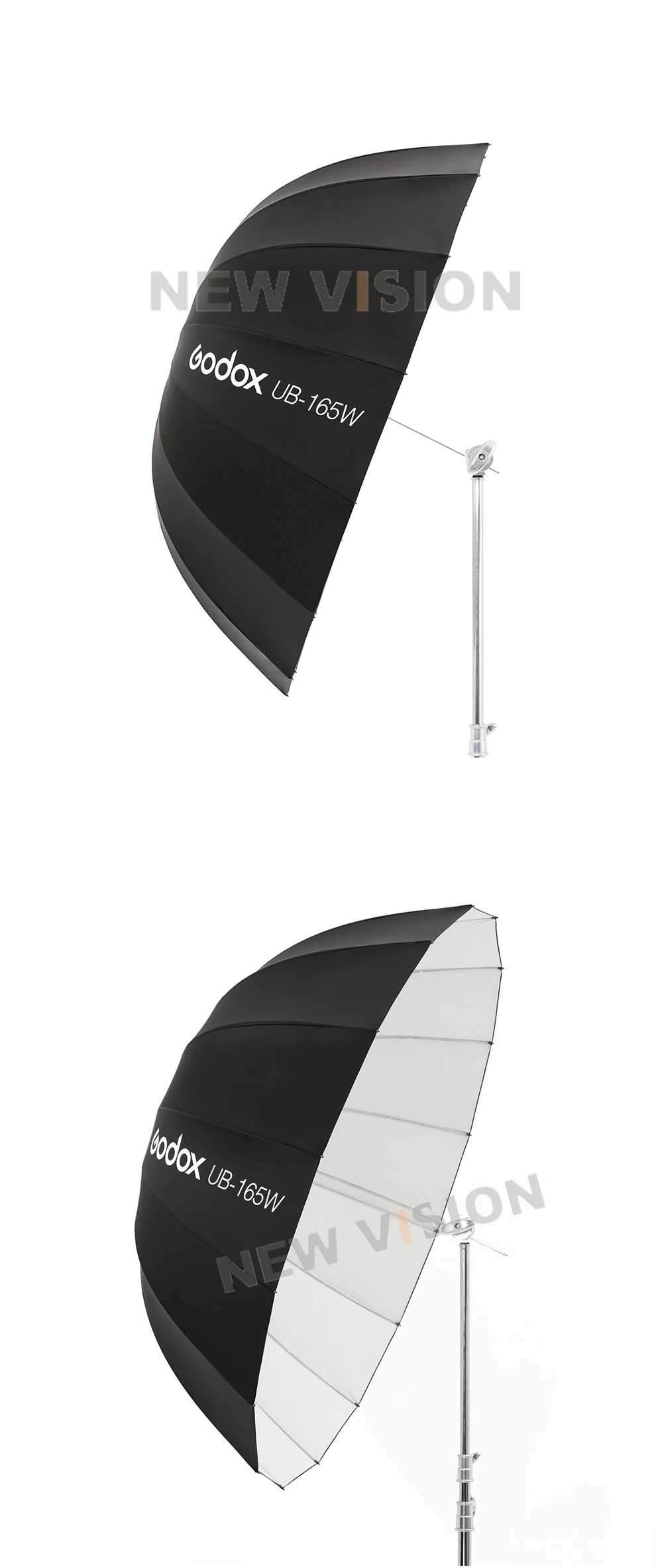 UB-165W 65in 165cm Parabolic Black White Reflective Umbrella Studio Light Umbrel