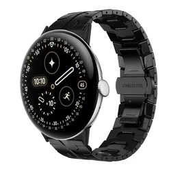 Luxury Stainless Steel Watch Strap - Men's Wrist Bracelet Accessories for Pixel 3 45mm (Black)