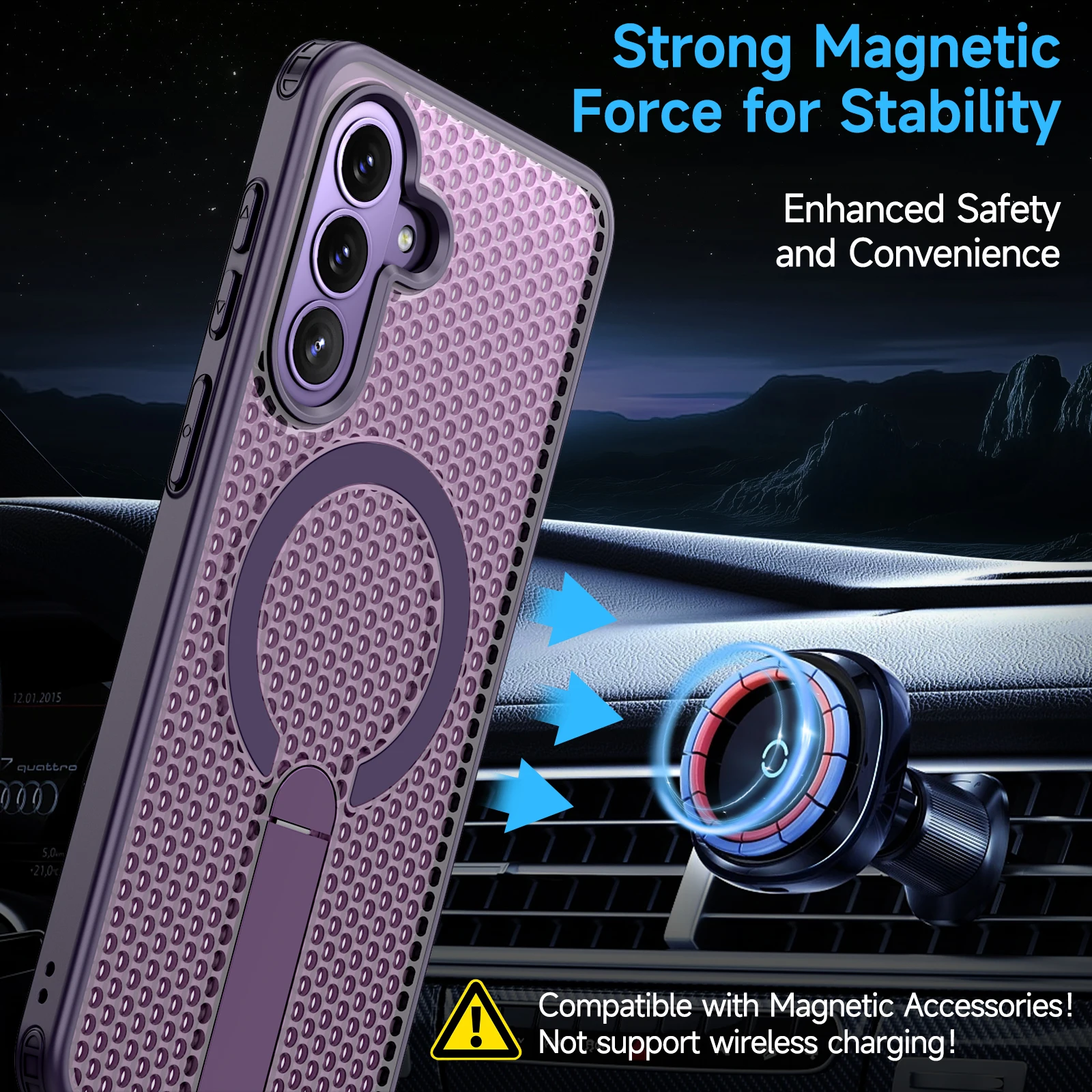 Enhanced Heat Dissipation Phone Case with Magnetic Bracket