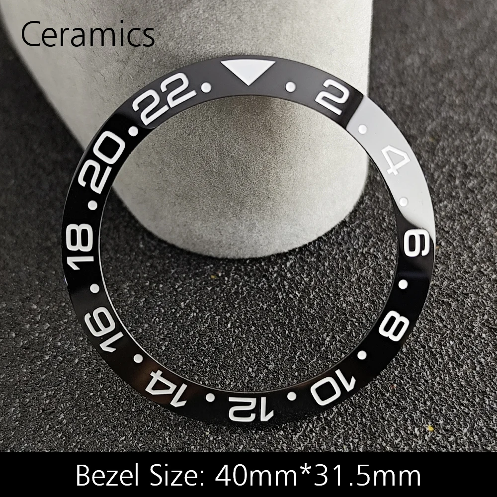 Blue Luminous Ceramic/Aluminum Watch Bezel Insert - Sloping 40mm