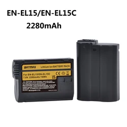 Batmax 2280mAh EN-EL15C  EN-EL15 EN-EL15A Battery for Nikon Z6 II,Z7II,Z5,Z6,Z7,D7000,D7100,D7200,D850,D750,D7500,D810,D500,D800
