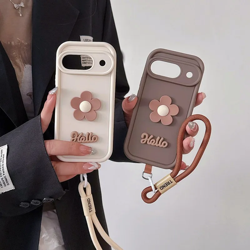 Floral Lanyard Soft Silicone Phone Case with Rope