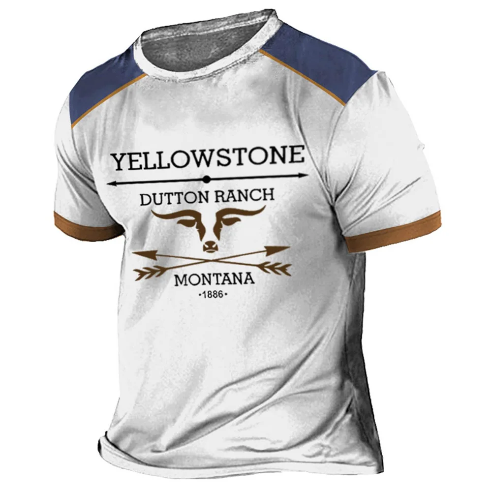 

Vintage Men T Shirt Yellowstone National Park 3D Printing T-Shirts Oversized Short Sleeve Tee Outdoor Streetwear Tops Clothing