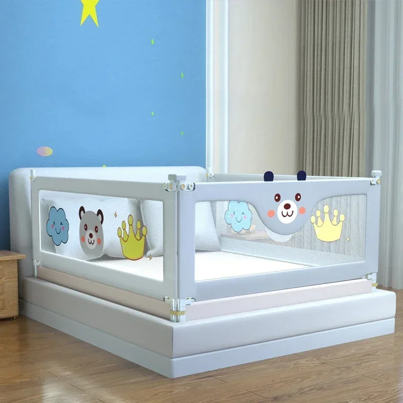 UISEBRT Barrera De Seguridad 100 Cm, Barrera De Cama Para Bebé, Protección Contra Caídas, Altura Ajustable, Barandilla Protectora De Cama Deformables Para Niños Y Bebés, Gris