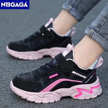 Kids Casual Pink Girls Leather Shoes Fashion For 7-15y Lightweight Running Young Student's Children Sports Girl's Shoe NBGAGA 1