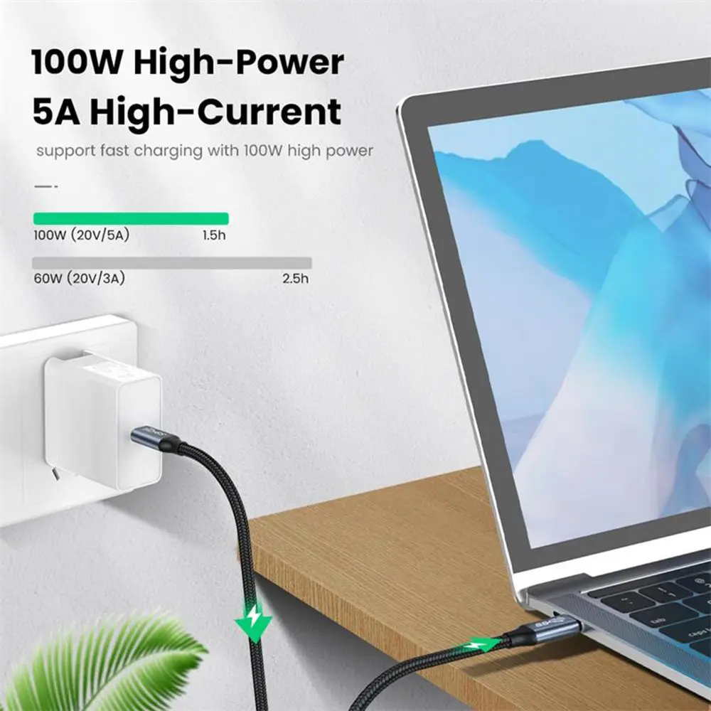 노트북 및 휴대폰용 100W PD 고속 충전 케이블 10Gbps USB 3.1 Gen 2 타입 C 연장 케이블 데이터 라인 4K@60HZ 비디오 코드
