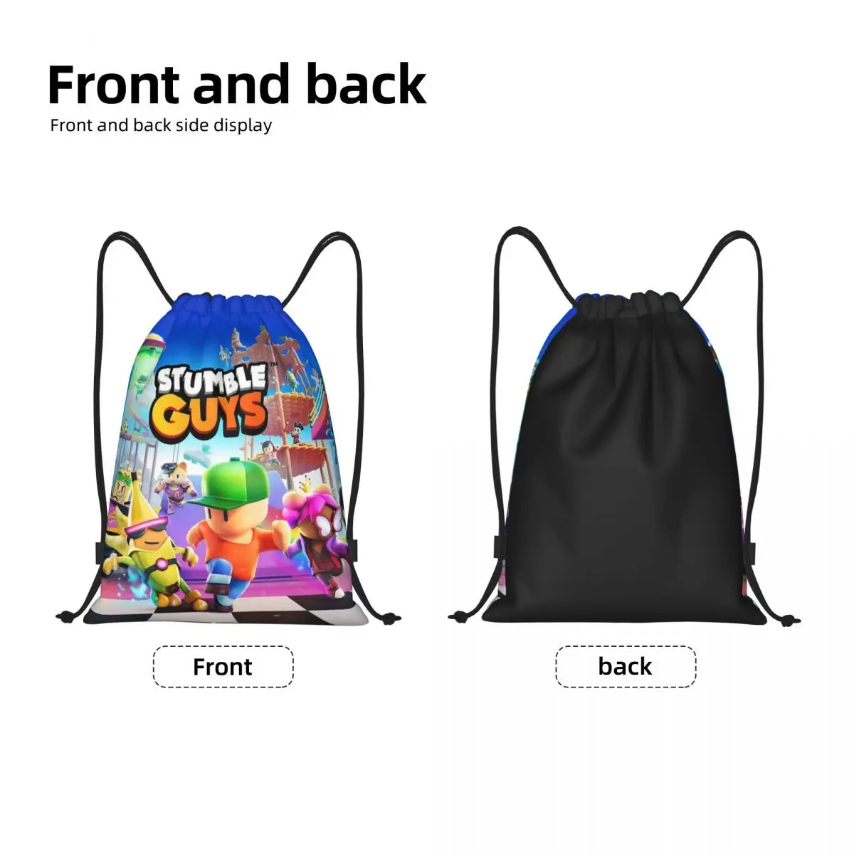 Stumble Guys Backpack Drawstring Football Bags Gym Bag Water Resistant Cartoon Game String Sackpack for Yoga 6