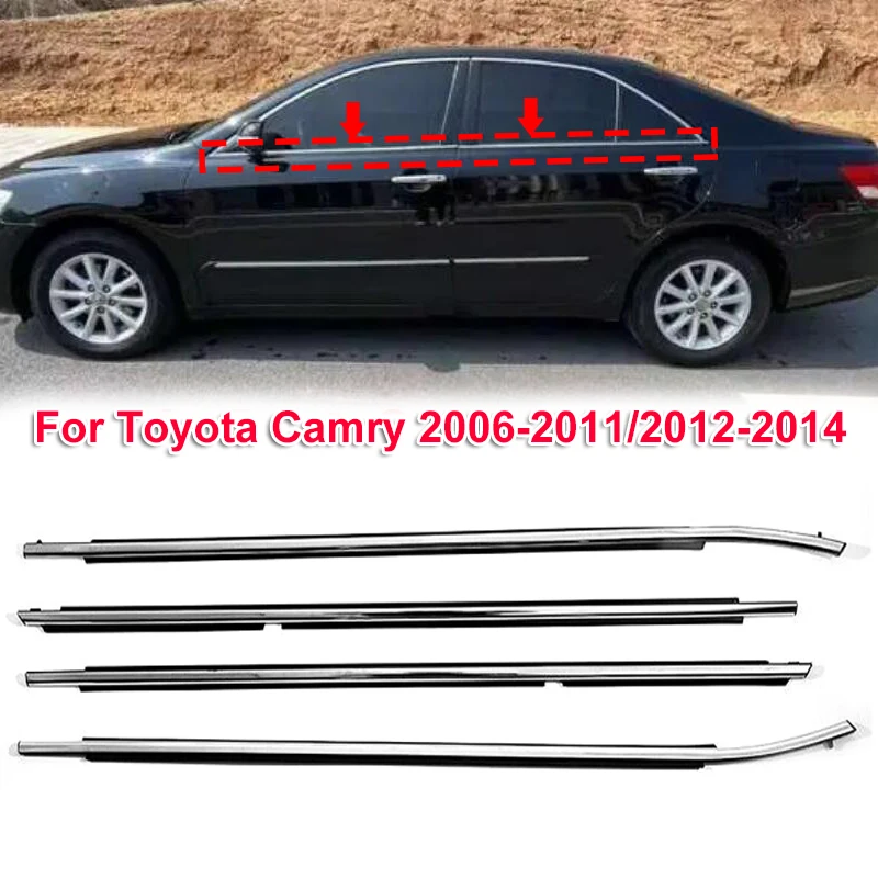 

4PCS Car Window Rubber Sealant Strip Rainproof Weather Strip for Toyota Camry 2006-2014