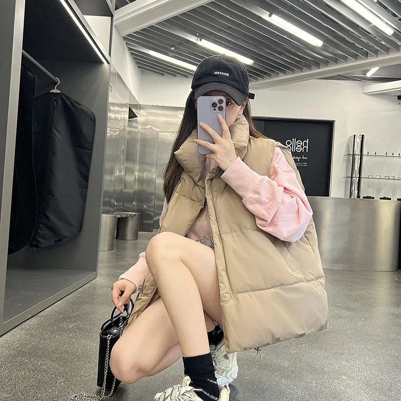 

Winter Coat Women Clothing Stand Collar Sleeveless Coats and Jackets Women Short Vests Korean Waistcoat Winterjacke Damen Zm2270