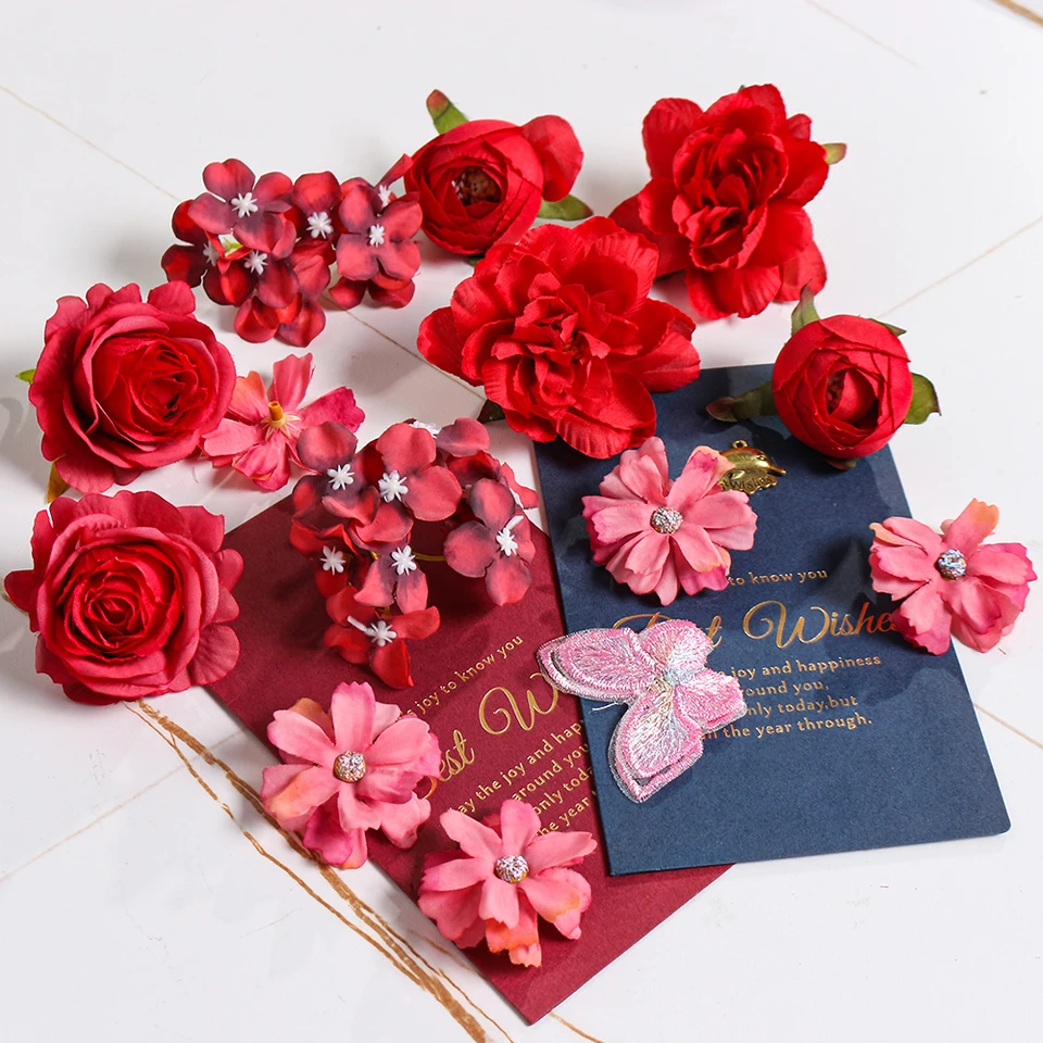 20 Teste Di Fiori Artificiali Rosa Misti In Seta – Mini Fiori Finti Per Decorazioni Fai Da Te, Bouquet, Torte - 3