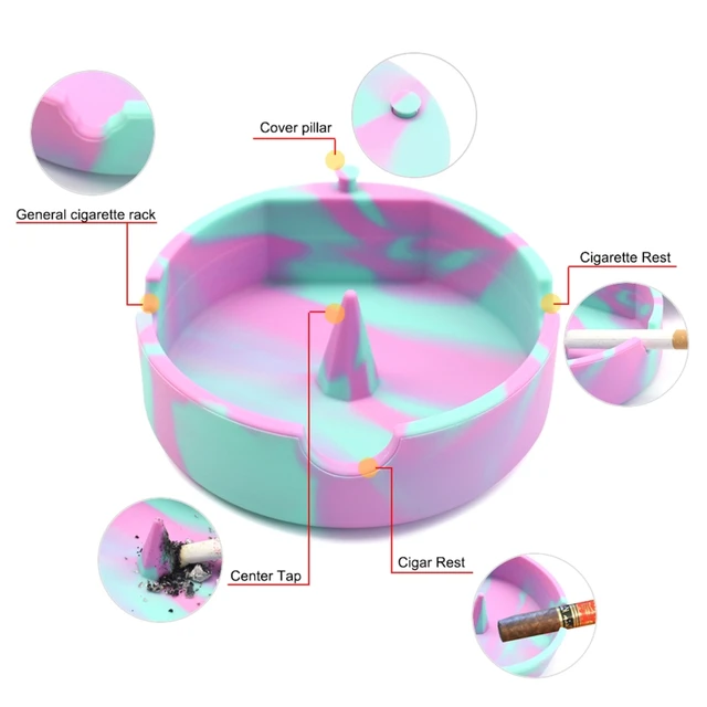 6 Posacenere In Acciaio Inox - Rotondi, Moderni, Per Interni Ed Esterni - Foto 8