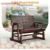 2025New-Durable Wooden Patio Glider Chair with Built-in Cup Holders, Outdoor Bench Glider Loveseat featuring a Smooth Rocking Mo 1
