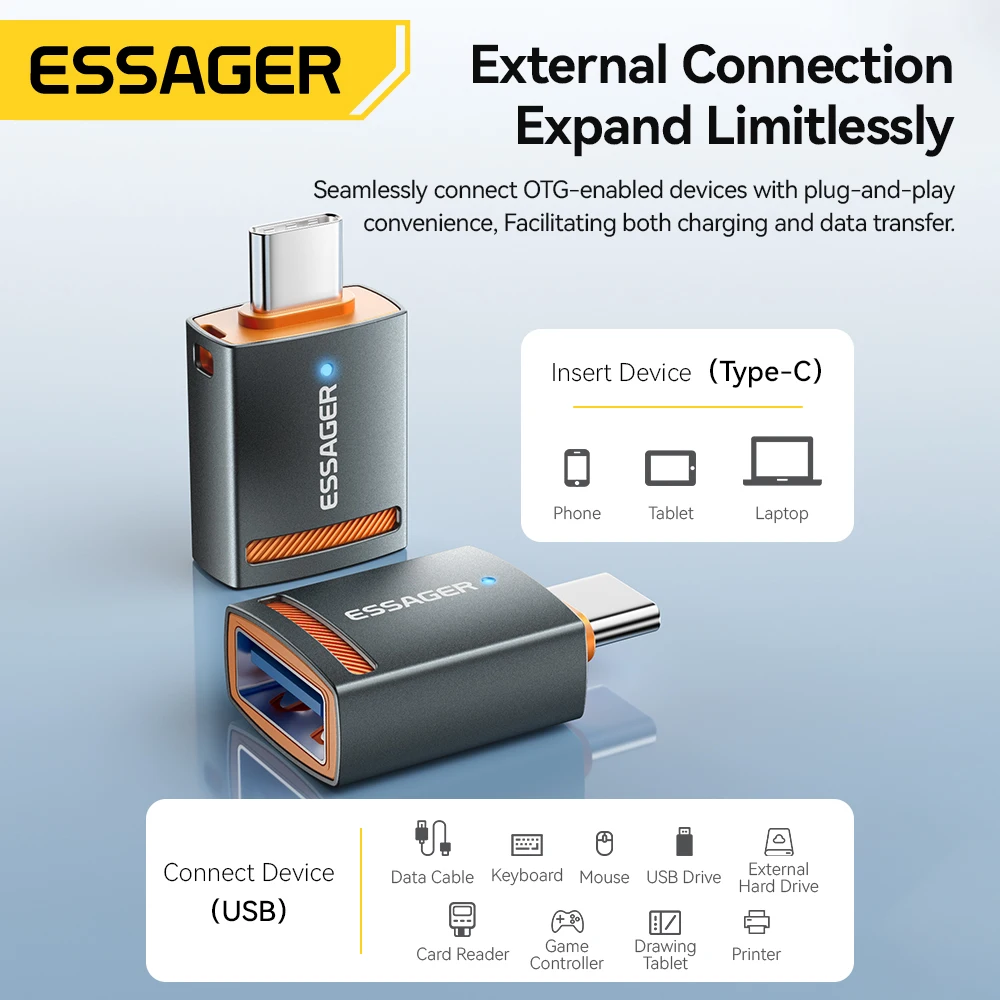 Essager USB 3.0 OTG Adapter Type C Female to USB Male Converter To Micro ip Fast Charging Adapter For Laptop Macbook Samsung otg adapter