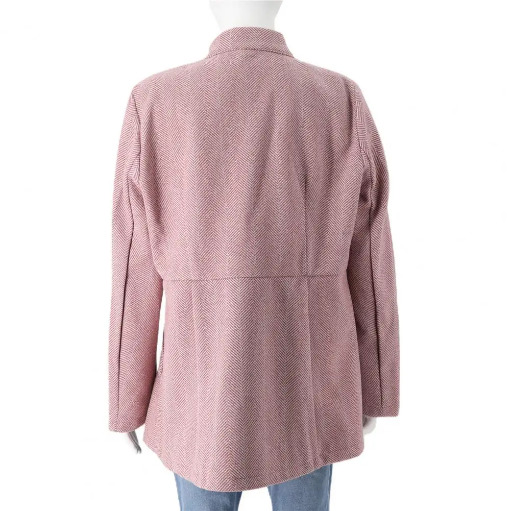 Autumn Winter Women BlazerLong Sleeves Cardigan Fashion Solid Color Woolen Suit Coat Office Lady Blazer Jacket Business Clothes