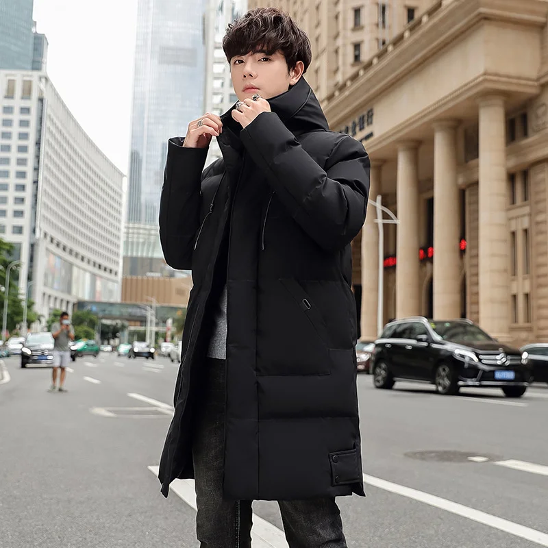 Men Winter Jacket For Men Coat Solid Black Men's Park Long Warm Parkas Warm Male Thick Cotton Padded Slim Outerwear 8XL Black