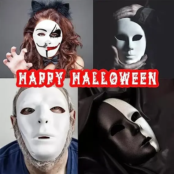 Scary White Blank Face Mask Halloween DIY Masquerade Full Face Mask Dancer  Hip-hop Mask Male Costume Mask Face Masks - AliExpress