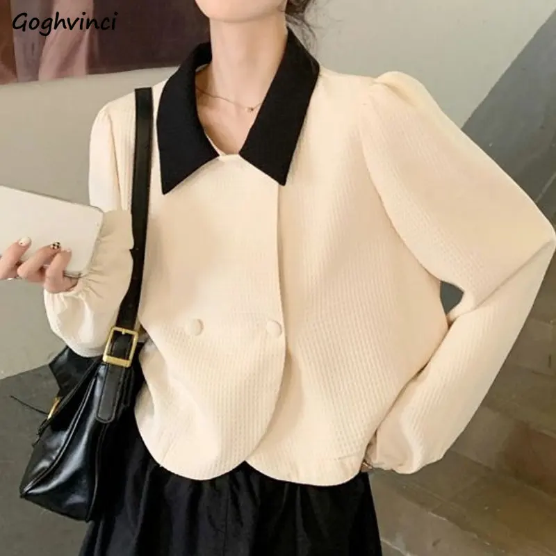 

Cropped Jackets Women Temperament Simple Vintage Chic Korean Fashion Ins Spring Coats Office Lady Casual All-match Loose Popular