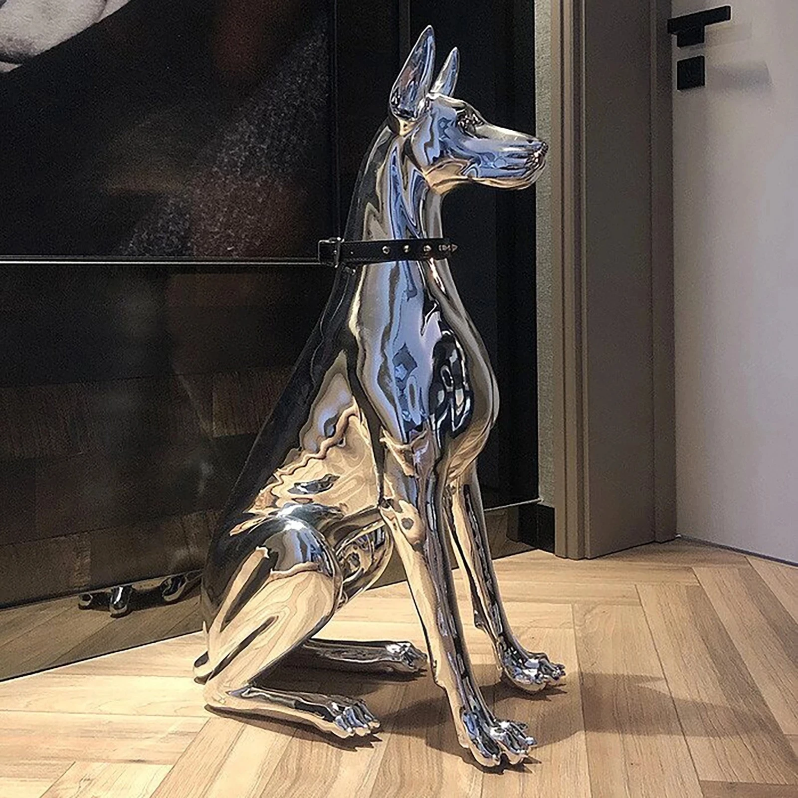 Home Decor Sculpture Doberman Dog Large Size Art Animal Figurine Room
