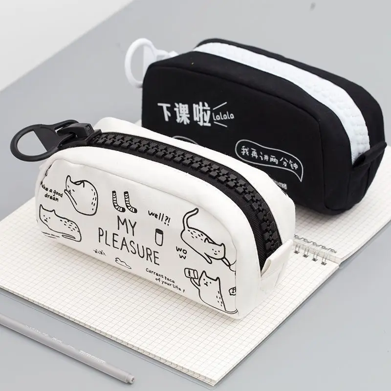 

Small Fresh And Lovely Pen Bag Storage Bag Large Zipper Simple Stationery Bag For Boys And Girls Large Capacity Creative Handbag