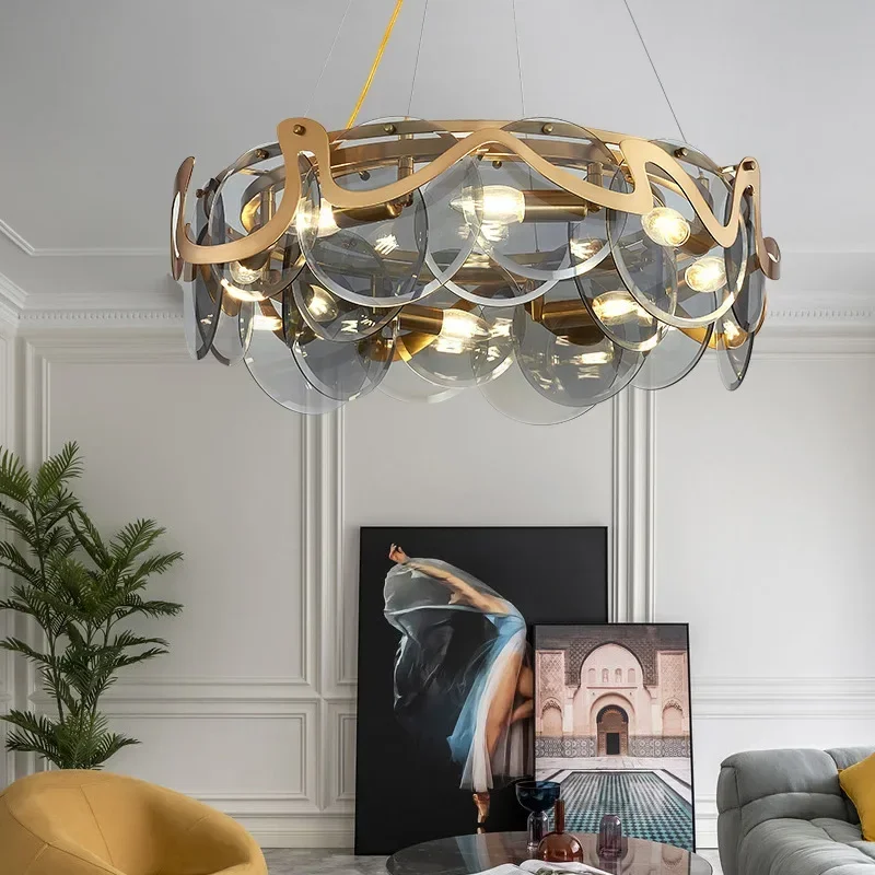 

New Nordic Post-Modern Internet Celebrity Living Room Chandelier Light Luxury and Simplicity Cloud Crystal Glass Dining Room