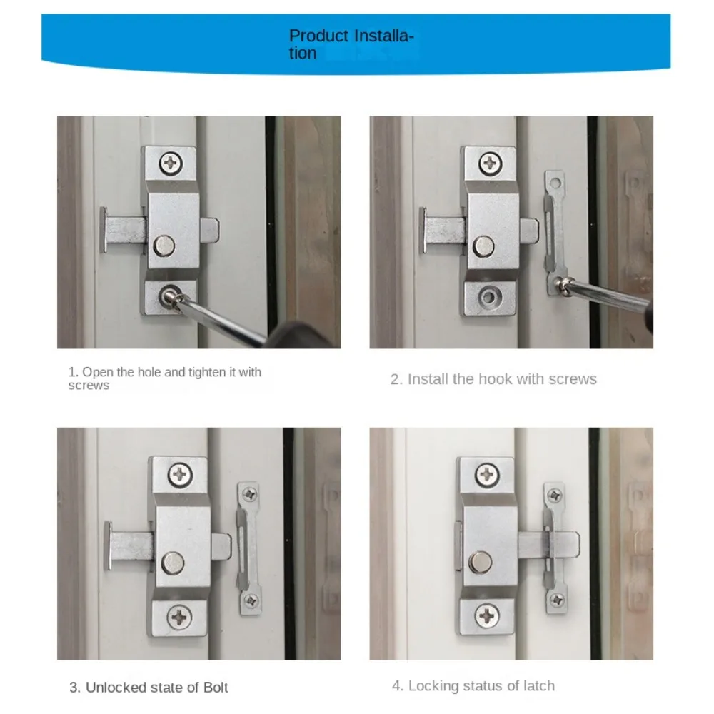 Description Picture 5 of itemSliding Door Window Latch Zinc Alloy Anti-theft Security Spring Bolt Latch Cabinet Buckle Door Hasps Lock Furniture Hardware