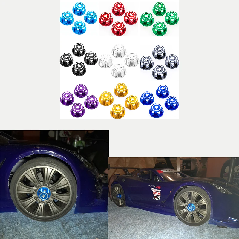 

4 шт., противоскользящие алюминиевые шестигранные гайки для радиоуправляемого автомобиля