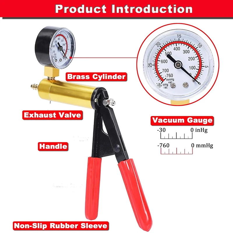 Hand Held Vacuum Pump Tester Brake Bleeder Kit Brake Clutch Fluid Bleeding Tool Set with Adapters for Motorcycle Automotive tool 5