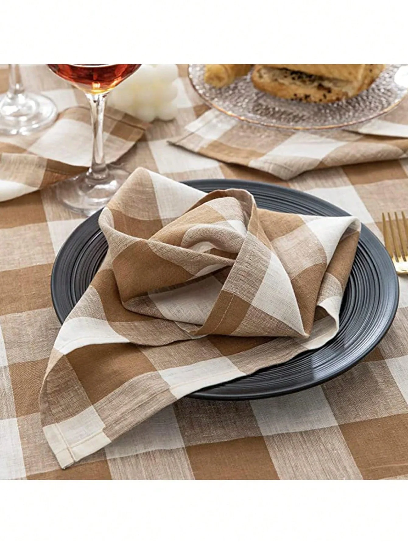 6Pcs 40x40cm Multicolor Plaid Pattern Napkin Table Decoration Napkin For Wedding Parties and Everyday Use