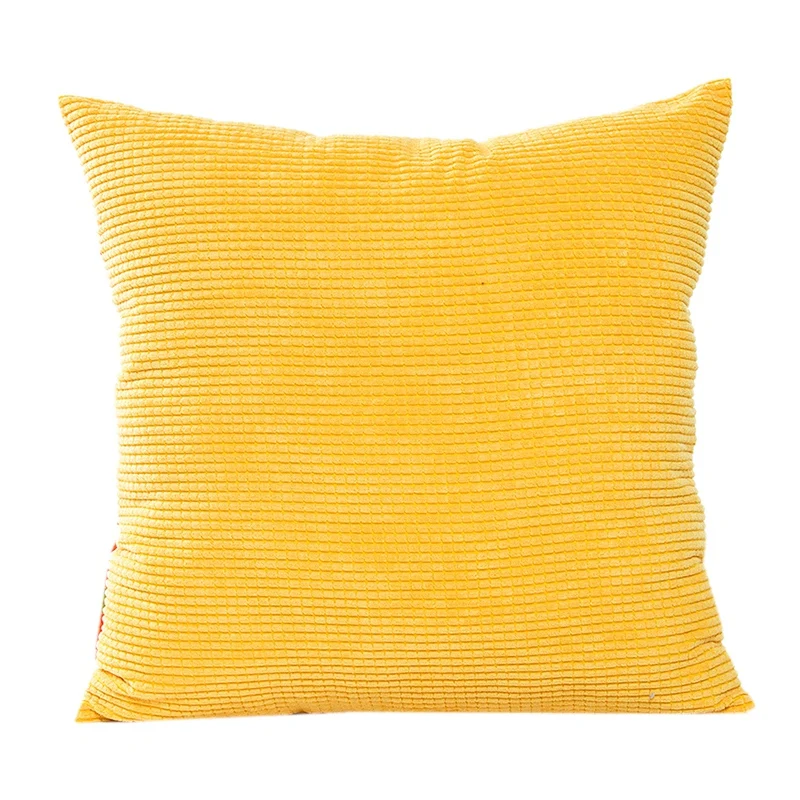 

2Pcs Pillow Case Solid Color Yellow Soft Washable Waist Throw Cover Home Pillow Case