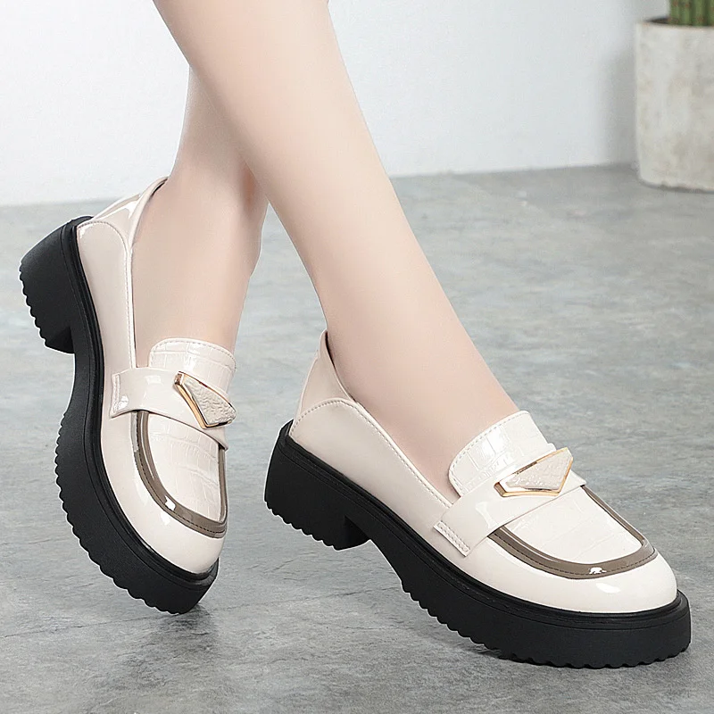 Chunky Loafers Lolita Mary Jane loafers Shoes Woman Spring Platform Loafers Vintage Soft Slip On Black Single Shoes - Image 4