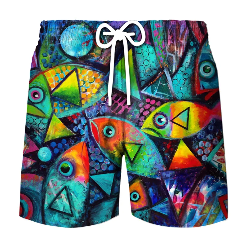 

Abstract Are Graffiti Graphic Shorts Pants Men 3D Printed Paint Fish Board Shorts Hawaii y2k Swimsuit homme Swim Trunks Swimwear