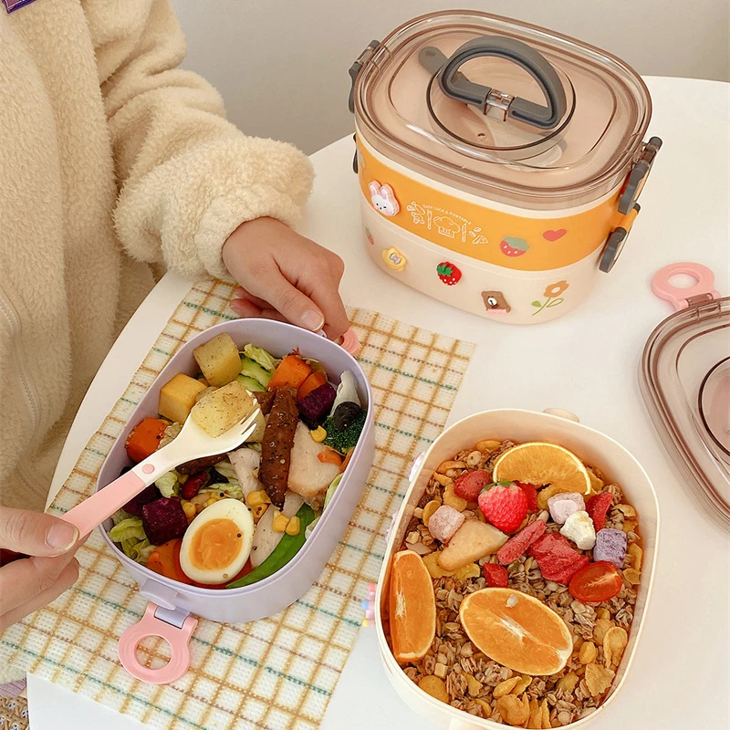 Kawaii Cute Women Lunch Box Microwave Dinnerware Cartoon Food Storage  Container Children Kids School Office Portable Bento Box - AliExpress