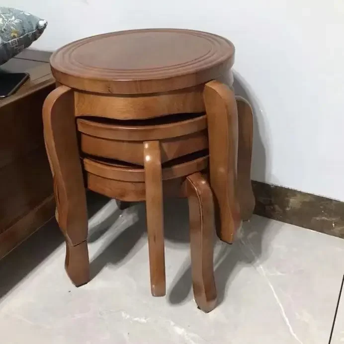 

Coffee Table Small Stool Solid Wood Low Ottomans Round Stools Living Room Adult Low Bench Can Be Stored Creative Red Benches