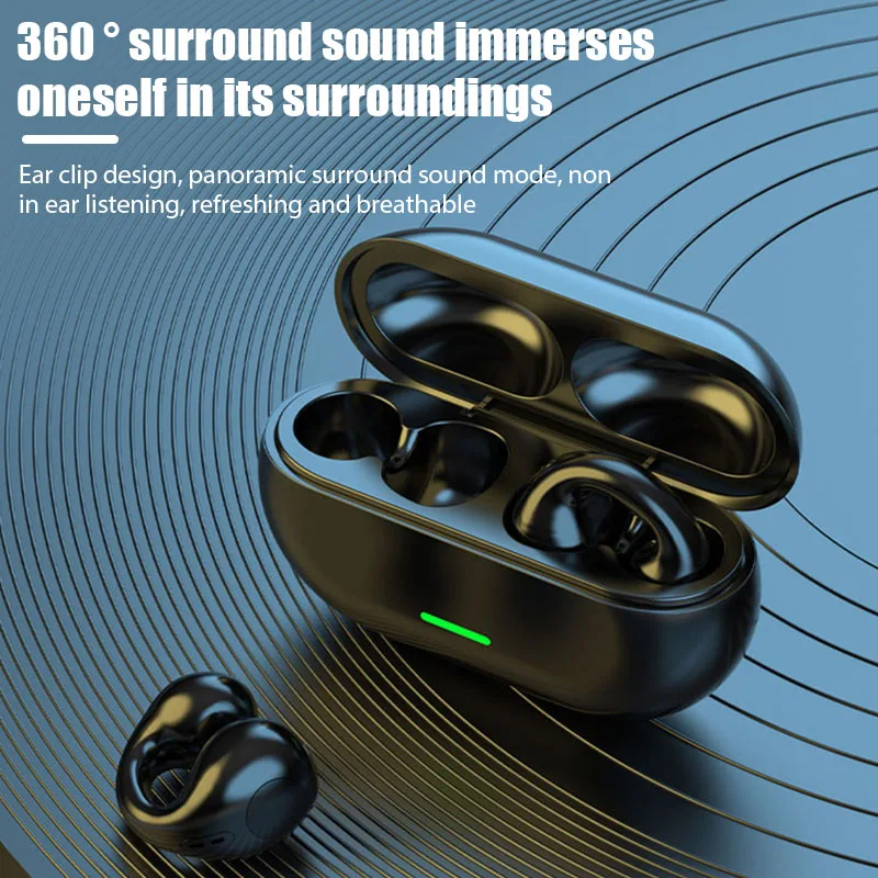 New Wireless Bluetooth 5.3 Earphones Clip-on Headphones Outdoor Sport Headset Touch Control Earbuds for Xiaomi Iphone Samsung