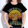 Children's T-Shirt Capybara Print White Tshirts Baby T-Shirt Cartoon Boys Summer Clothes O-Neck Kids Shirt Fashion Child T-Shirt 4