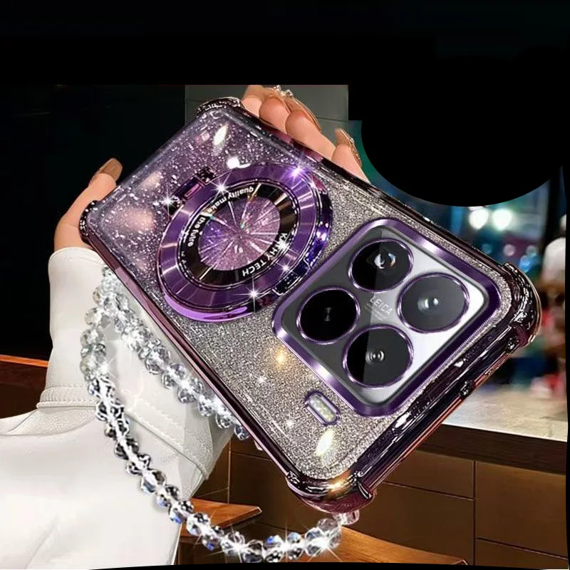 Crystal Bracelet Magnetic Stand Glitter Shockproof Phone Case
