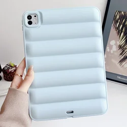 Soft Silicone Matte Tablet Case - Down Jacket Style Cover for iPad air 2nd 9.7inch (Light Blue)
