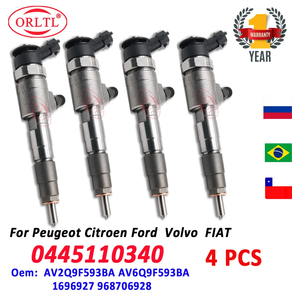 4 Pc 0445110340 Iniettore Di Carburante Diesel Ugello 0 445 110 340 Muslimorltl 968706928 Per Peugeot Citroen Ford Volvo