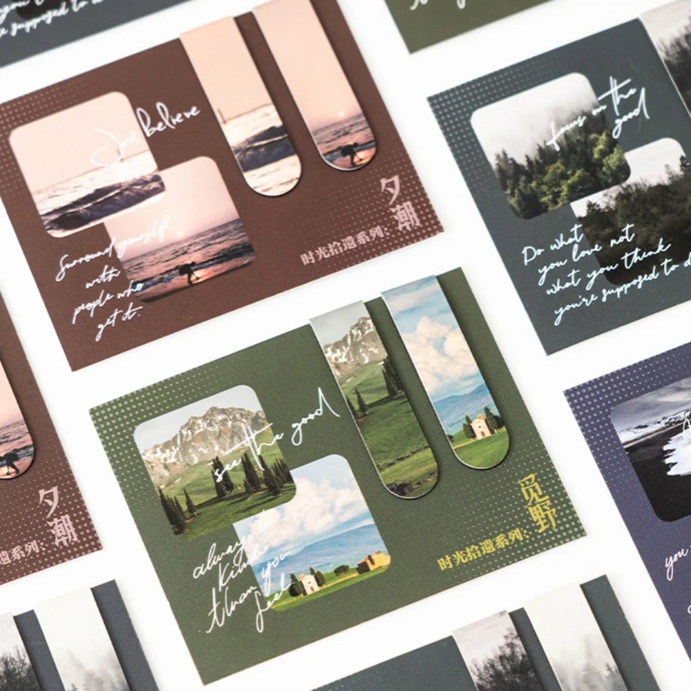 Creative Magnetic Bookmarks Landscape Book Pages Marker School Supplies 4 Style 2pcs/set
