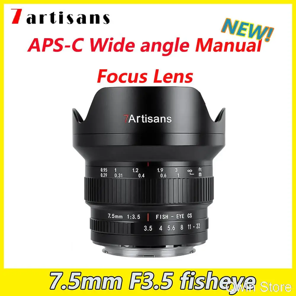 7 Artigiani 7.5Mm F3.5 Obiettivo Fisheye Aps-C Obiettivo Di Messa A Fuoco Manuale Grandangolare Per Fotocamere Canon Ef Nikon F Dslr Mount