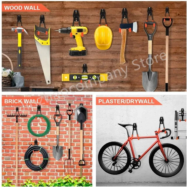 Garage Hooks Heavy Duty Metal Hook Wall Mount Bicycle Hanger Hooks Wall Mount Anti-slip Storage Hook for Ladders Garden Tool 5
