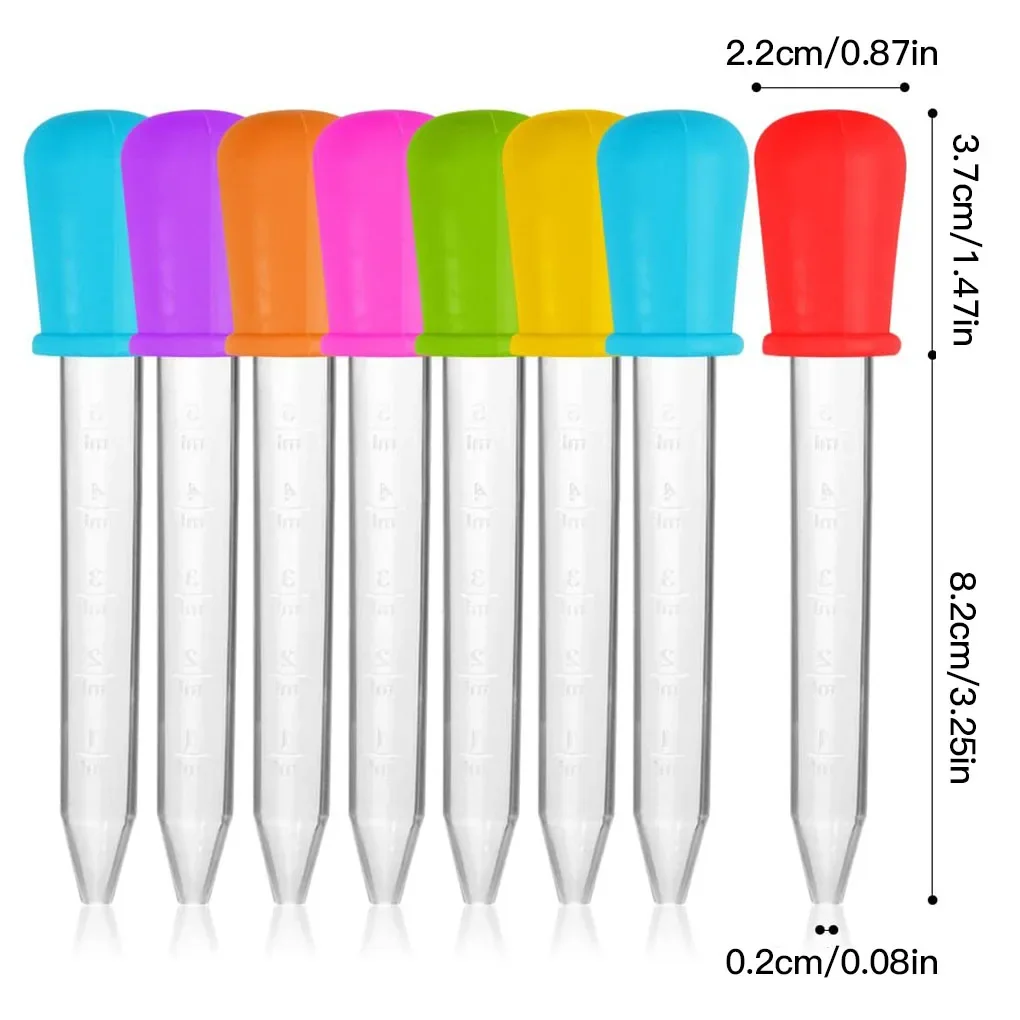 5PCS 5ml Small Silicone Plastic Pipette Dropper Feeding Medicine Liquid Eye Ear Pipette Dropper Lab Experiment Toys Gift silicone pipette dropper