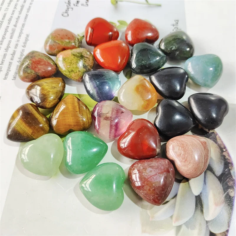 

Natural Stones Polished Quartz Crystal Heart Healing Reiki Gemstones Crafts Home Decoration