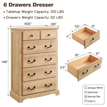 6 Drawers Dresser Chests for Bedroom, 48 1