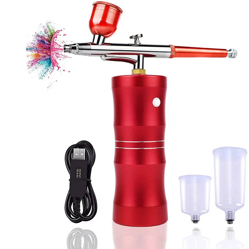 Rechargeable USB Airbrush Kit Airbrush Compressor Spray Pump Dual Action Handheld Gun Makeup Tattoo Painting Nail Art