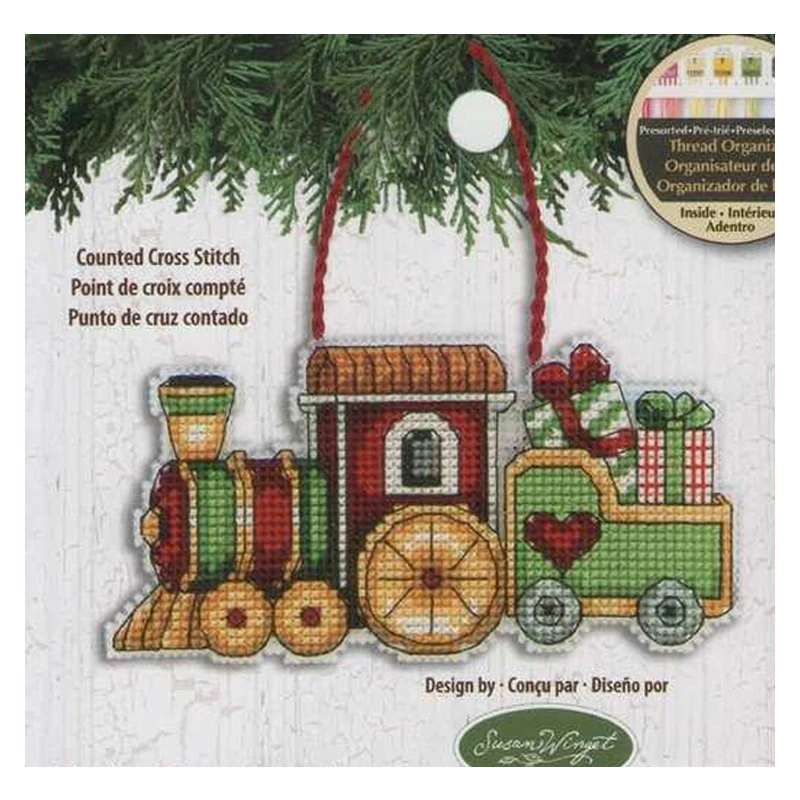Cross stitch kit Amishop -Counted cross stitch kit train ornament Christmas tree ornaments Dim 08897