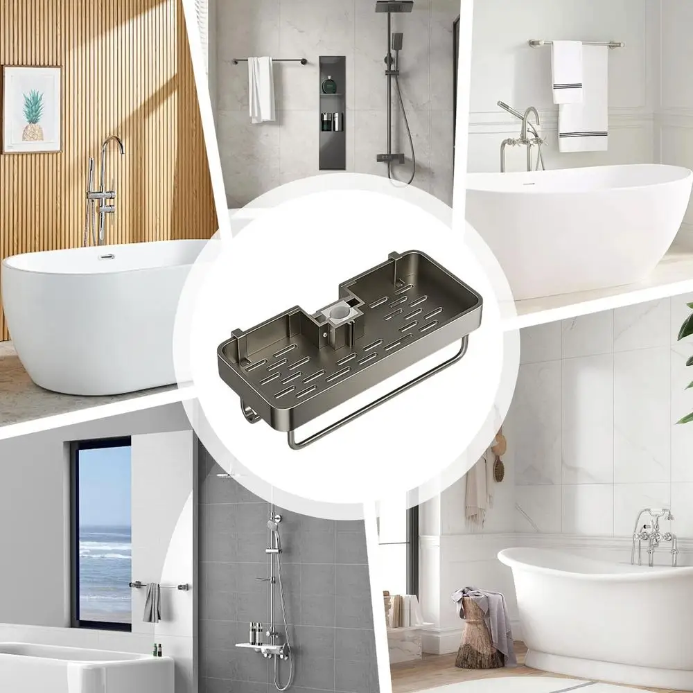 Description Picture 5 of itemBathroom Shelf Kitchen Storage Organizer Aluminum Alloy Shampoo Rack Shower Shelf Bathroom Accessories No Drill Shelf