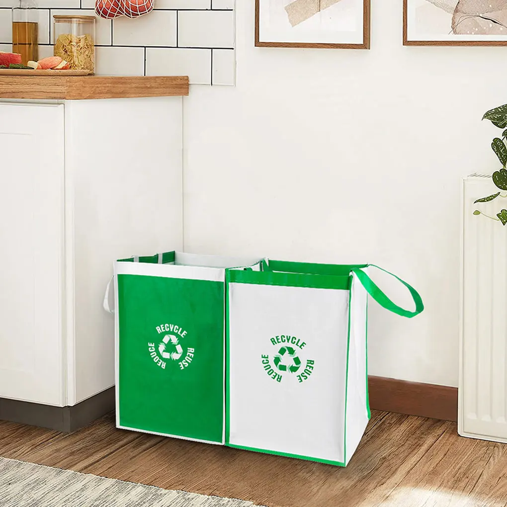 2pieces Kitchen Waste Bag trash bags disposable trash bags garbage bags For Easy Recycling Durable And Tear-resistant Waste Bag For Kitchen White+Green 2pcs