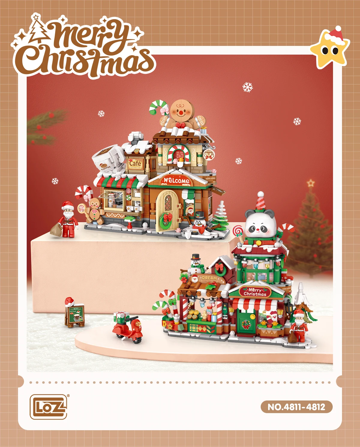 LOZ Weihnachtsbausteine Spielzeug, Montage des Weihnachtspanda-Lebkuchenhauses, Weihnachtsgeschenke für Kinder. – Detail 9