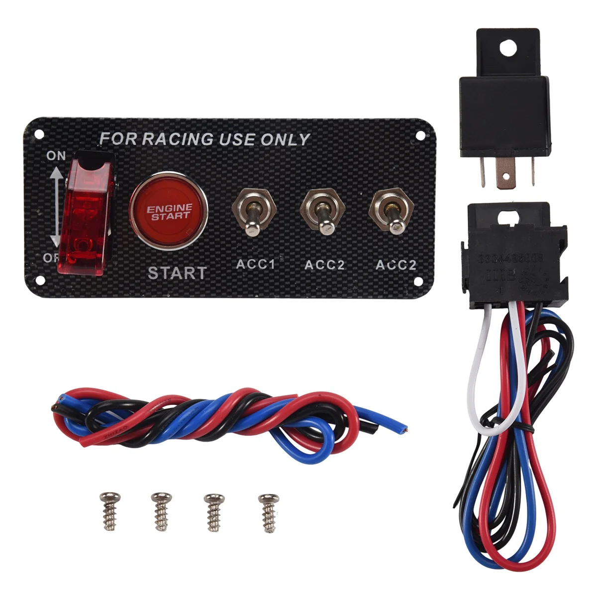 

12V Car Ignition Switch Engine Start Push Button 3 Toggle Racing Panel